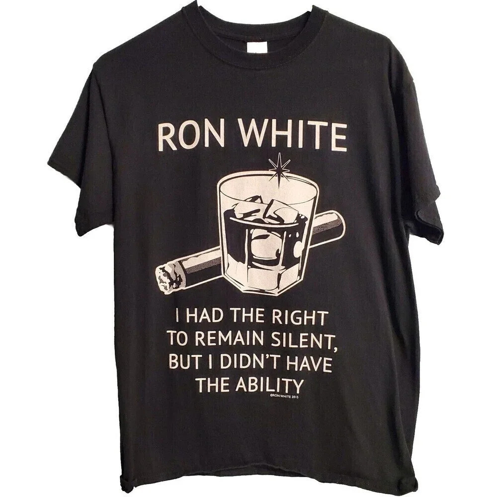 Gildan Mens Ron White Black Tshirt Medium‎ Cotton Short Sleeve Booze Cigar